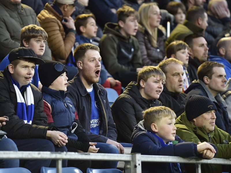 Fans at Fratton Park prepare for the match Picture: Sarah Standing (160424-582)