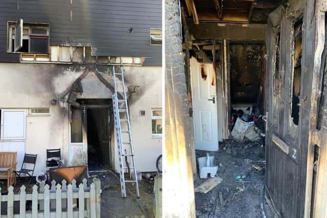 A woman and dog were rescued from a house in Howe Road, Gosport, following a fire caused by a tumble dryer. Picture: Gosport Fire Station.