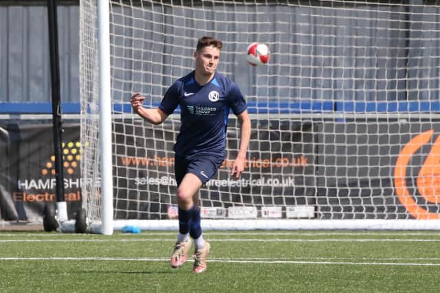 Dave Parker celebrates one of his fourth North End Cosmos goals against Wicor Mill. Picture by Kevin Shipp