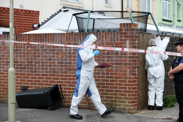 Forensics at the scene. Aftermath of fire at Grange Crescent, Gosport.   Picture: Chris Moorhouse     (310719-83)