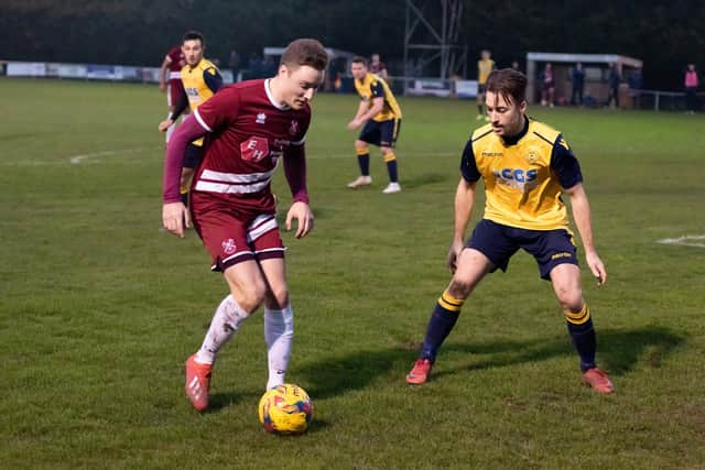 Connor Bailey, right, scored twice as Moneyfields came from 1-4 down to win 6-4 at Melksham in October. Picture: Duncan Shepherd