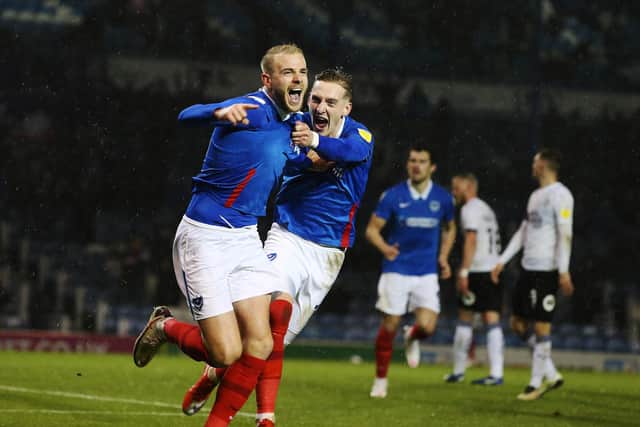 Jack Whatmough netted Pompey's first goal in Saturday's 2-0 success over Peterborough. Picture: Joe Pepler