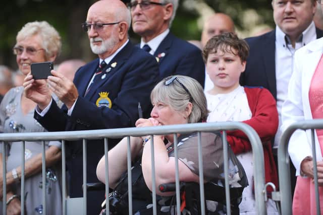 Hundreds of people watched the display in guildhall Square.
Picture: Sarah Standing (170622-7012)