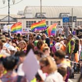 A sea of flags at Portsmouth Pride