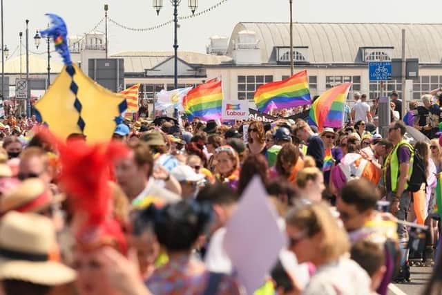 A sea of flags at Portsmouth Pride
