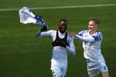 Mo Faal celebrates with Joe Newton after scoring his second against Braintree. Picture by Dave Haines