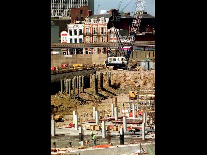 Construction workers lay the concreate floor of the massive underground car park which will serve the Gunwharf development. Picture: The News 992549-1