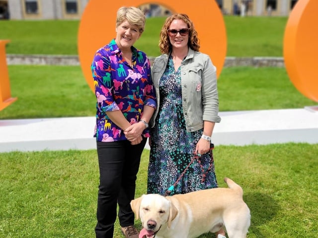 Clare Balding, Tess & Oscar at Goodwoof