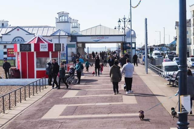 Hundreds of beachgoers were seen to ignore the government's social distancing advice over the weekend. Pictured are people at Southsea beach on Mother's Day, Sunday, March 22. Picture: Habibur Rahman