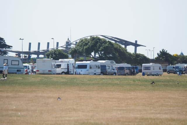 Travellers at Southsea Common on June 23, 2020. Picture: Habibur Rahman