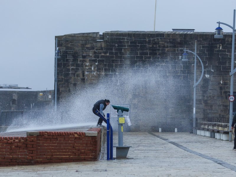 It was a quieter day than expected in Southsea and Old Portsmouth with only a few hardy walkers and runners venturing out into the wind and rain.