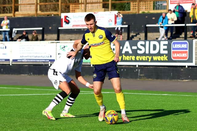 Ashton Leigh on his Gosport debut at Merthyr. Picture by Tom Phillips