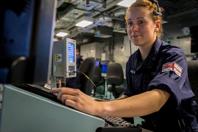 Sub-Lieutenant Abbey Ovens a young officer under training, pictured on HMS Queen Elizabeth