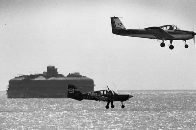 A plane taking part in the Schneider Air Race over the Solent in May 1988. Picture: PP1685