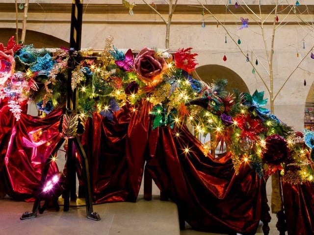 Swags of lavish, colourful decorations will climb the grand staircase at Palace House