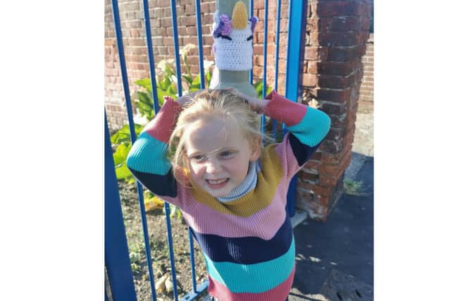 Elsie with her favourite unicorn creation