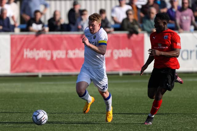 Tommy Wright on the attack against Billericay. Picture: Alex Shute