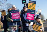 Nurses striking on Wednesday lunchtime outside Queen Alexandra Hospital, Portmsouth.

Photos by Alex Shute