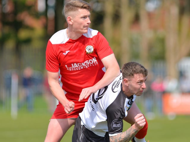 Horndean defender Chad Field, left. Picture by Martyn White