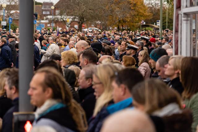 Hundreds gathered to pay their respects to the fallen at the Remembrance Sunday service in Gosport. Photo by Matthew Clark.