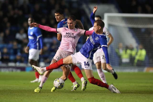 Ben Stevenson in action for Pompey against Peterborough. Picture: Joe Dent/theposh.com