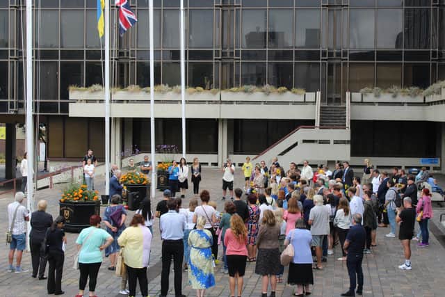 Portsmouth City Council has shown solidarity with Ukraine by raising the country's flag to mark its Independence Day.
