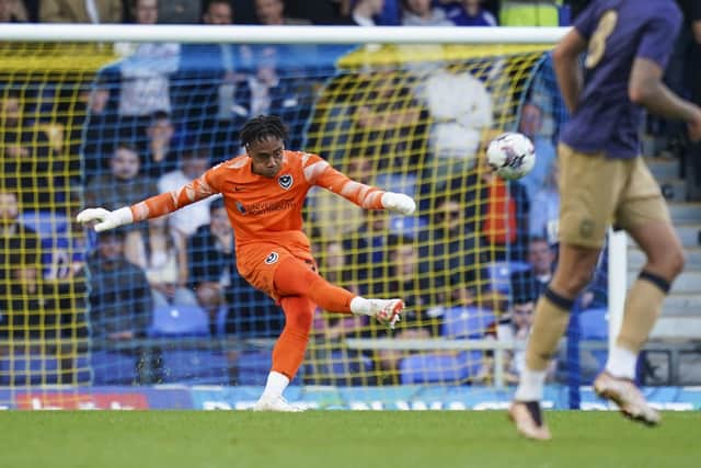 Josh Oluwayemi will be with Pompey at Derby on Saturday, although remains on loan at Chelmsford City. Picture: Jason Brown/ProSportsImages