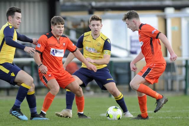 Action from AFC Portchester Reserves v Moneyfields Reserves in the Hampshire Trophy in 2019/20 - the Hampshire FA decision to waive affiliation fees for next season will save both clubs around £500 each. Picture: Ian Hargreaves