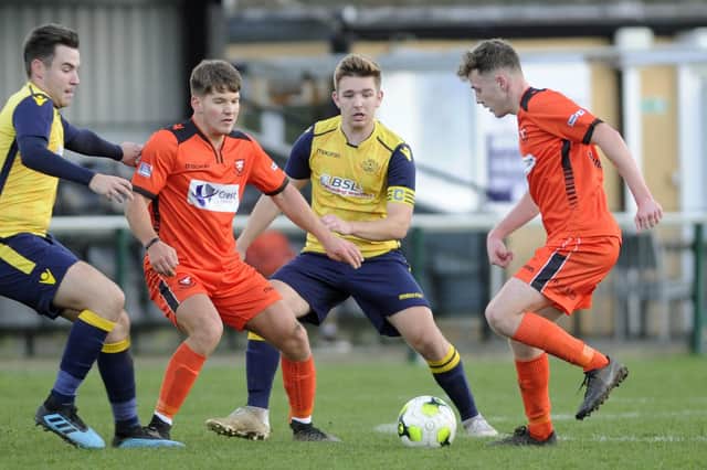 Action from AFC Portchester Reserves v Moneyfields Reserves in the Hampshire Trophy in 2019/20 - the Hampshire FA decision to waive affiliation fees for next season will save both clubs around £500 each. Picture: Ian Hargreaves