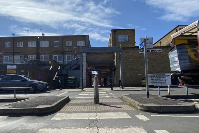 The pedestrian crossing where a 33-year-old woman was hit by a car at the Greywell Shopping Centre's car park in Leigh Park