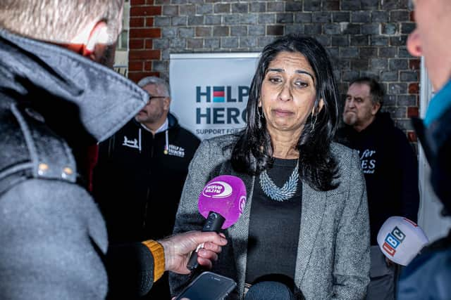 Suella Braverman talking to members of the press at Westbury Manor Museum, Fareham
Picture: Habibur Rahman