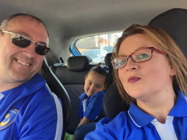 Dom Merrix, 48, died on Thursday after having a fatal Covid-19 relapse. He is pictured, left, with his daughter, Ellie-Mai, 10 and partner Sarah, right.