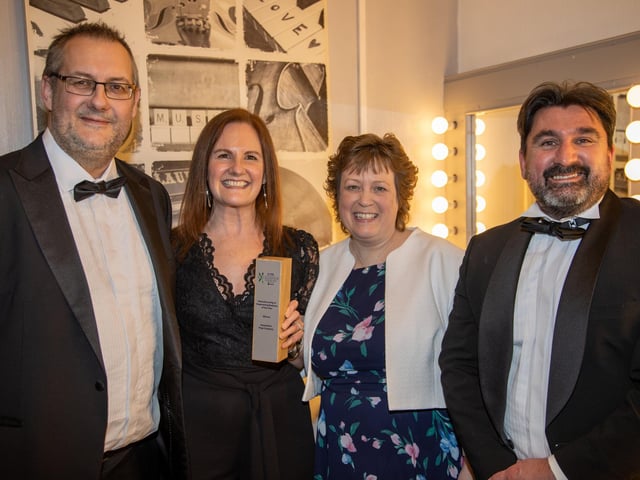 Winners of the Manufacturer of the Year award, Rod Sessions, Angela Saunders, Carole Ellis and Neil Lockton, of Hampshire Flag Company.