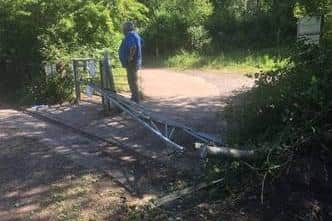 Vandals ripped down a gate to Swanwick Lakes. Photo: Hampshire and Isle of Wight Wildlife Trust
