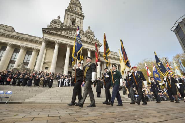 Veterans praised the turn-out for the Remembrance Sunday event in the Guildhall Square.