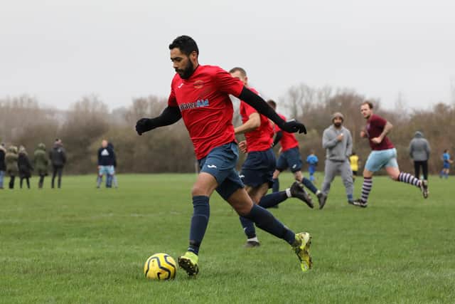 Michael Granger was on target for Harvest in their 6-0 win at Michelmersh & Timsbury
Picture: Chris Moorhouse     (230220-22)