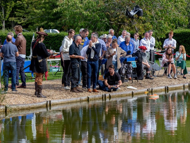 Racing participants with their makeshift model boats at Lakeside 5000, Hilsea