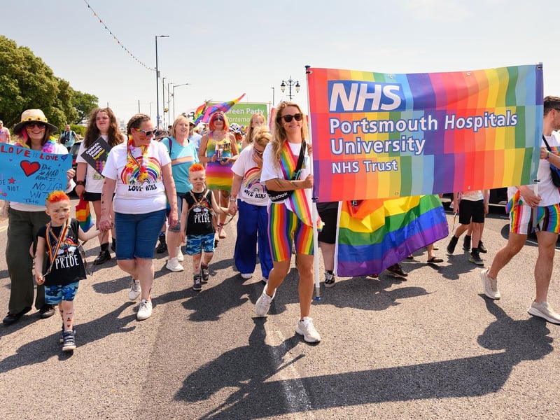 Pictured is: Portsmouth Hospitals University NHS Trust representatives in the Portsmouth Pride parade.

Picture: Keith Woodland