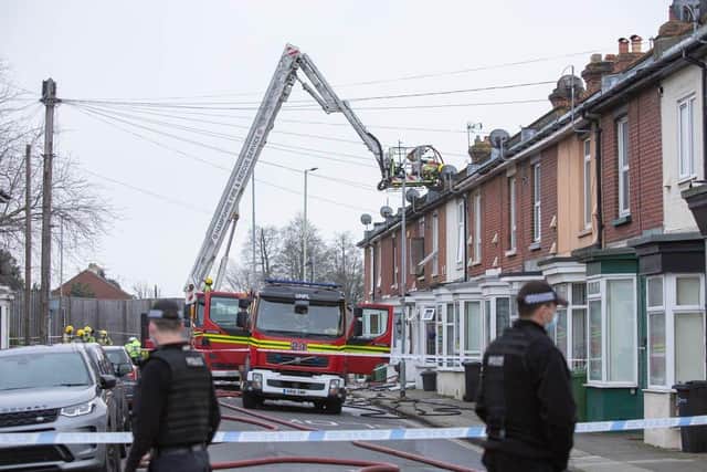 Police and fire services at the scene at Whale Island Way, Portsmouth. Picture: Habibur Rahman