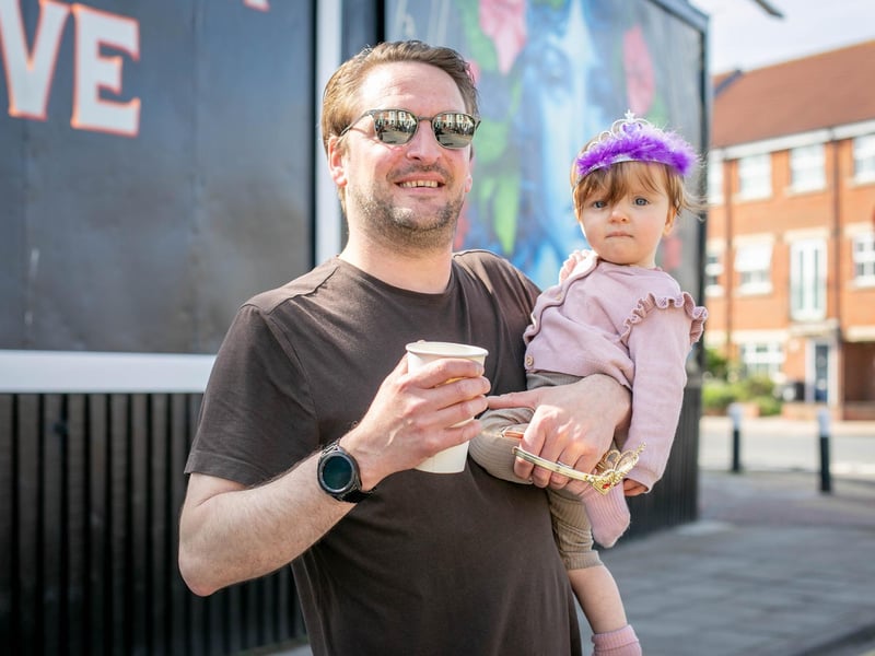 Andre Guedeney and Freya, one, at Bristol Road, Southsea