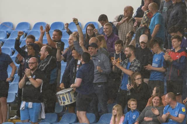 Pompey fans at UCD during the Blues' pre-season trip to Dublin in 2019. Picture: Arnold Byrne