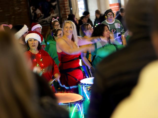 Drummers entertain the crowds at the Gosport Christmas Light Switch On.