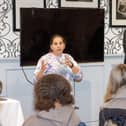 Young people from Portsmouth gathered at The Queens Hotel on Saturday to discuss equality, diversity and inclusion and her from a number of changemakers with a view to exploring activism through art.

Pictured - Speaker Tally Aslam of Community Project Portsmouth Pride 

Photos by Alex Shute