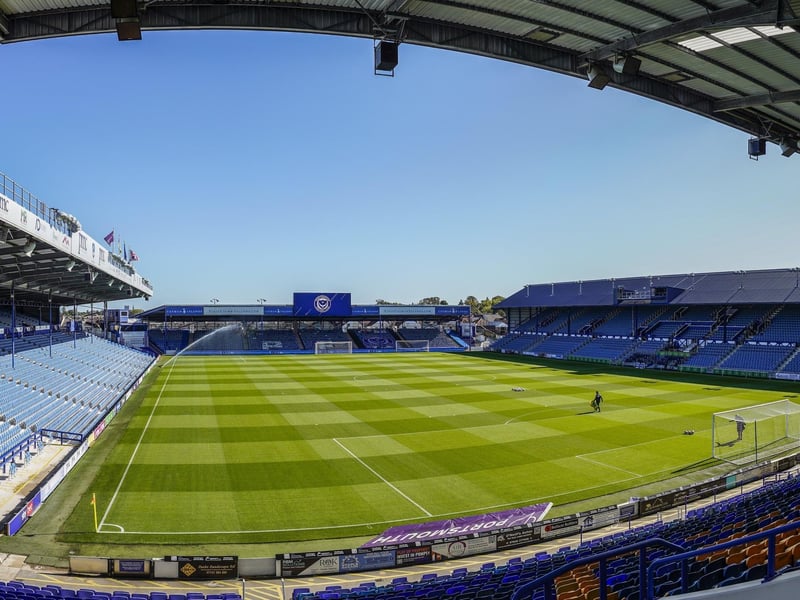 The completed North and South Stands at Fratton Park.