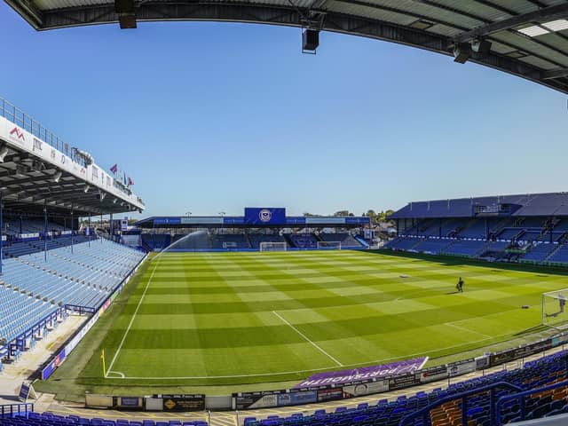 The completed North and South Stands at Fratton Park.