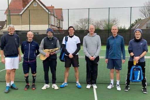 Lee 4ths v Rowlands Castle men (from left) Pete Riley, Jon Lee, Alwyn Lewis, Alex Westbrook, Roger Castle, Matt Bennett, Paul Roux