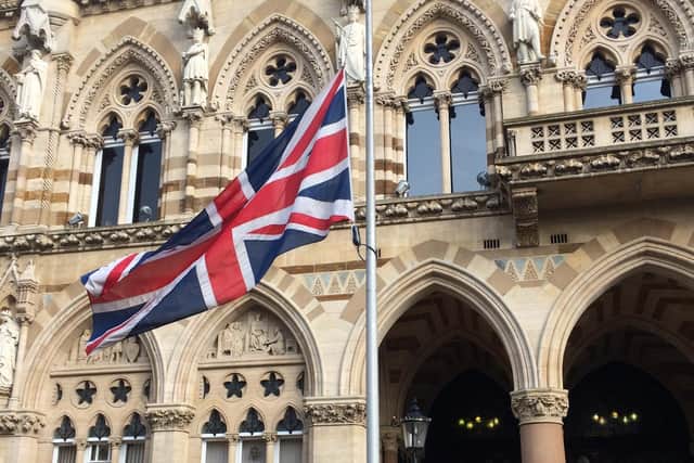 A union flag flies at half-mast