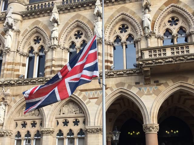 A union flag flies at half-mast