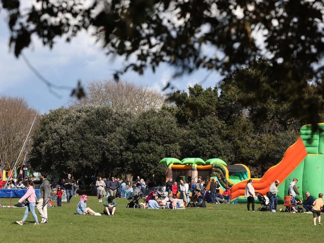 Children made the most of the inflatable slides and other attractions.