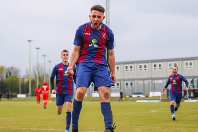 Harry Sargeant celebrates his goal against Flackwell Heath. Picture: Stuart Martin